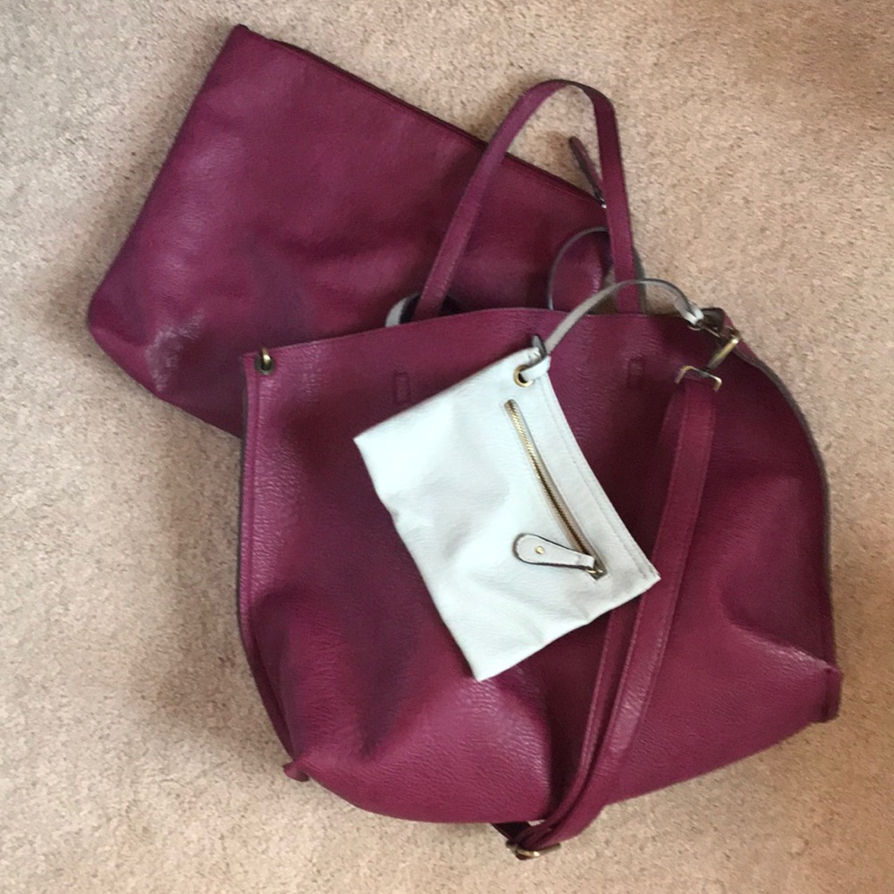 Reversible Free People tote with 2 extra bags